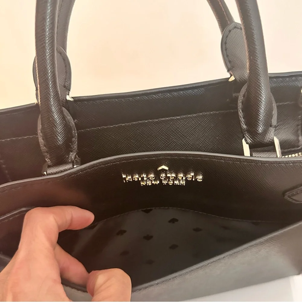 Kate Spade‎ Staci Saffiano Satchel Purse Black, Medium Size Crossbody